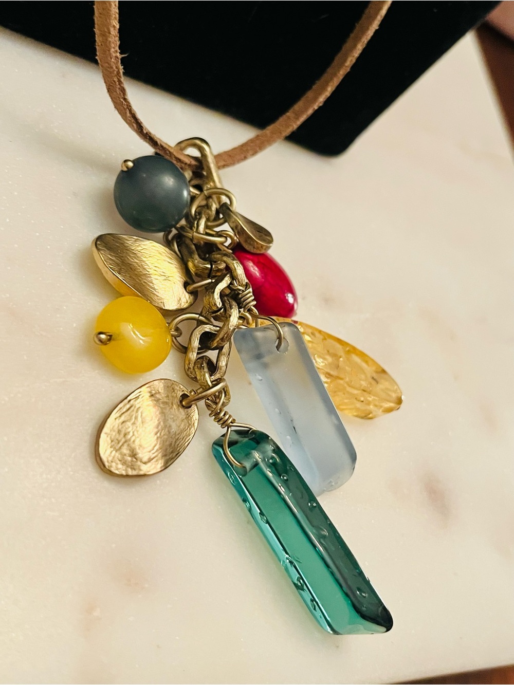 Chico’s Multi-Charm Cluster Cord Necklace (24”) - Excellent condition